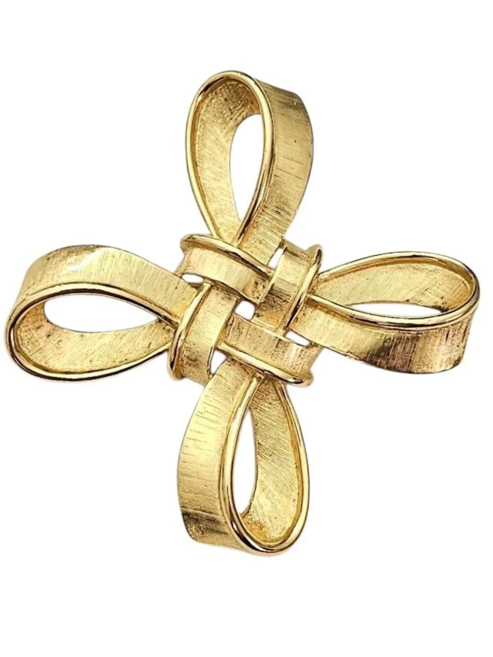 Trifari Gold Tone Maltese Cross Ribbon Brooch Signed, J109